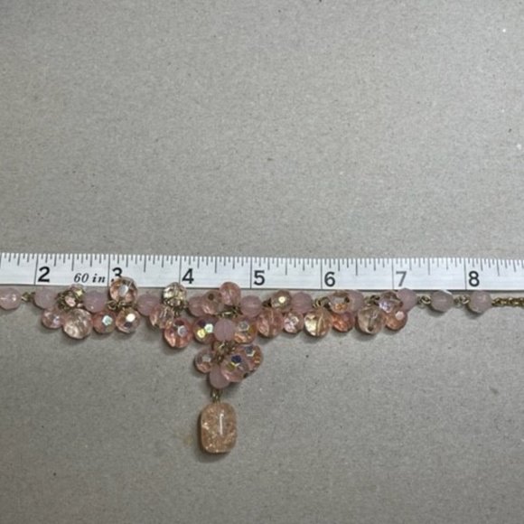 Pretty in Pink Robert Rose Glass Faceted Ab and Crackle Beaded Lariat style - Picture 4 of 7
